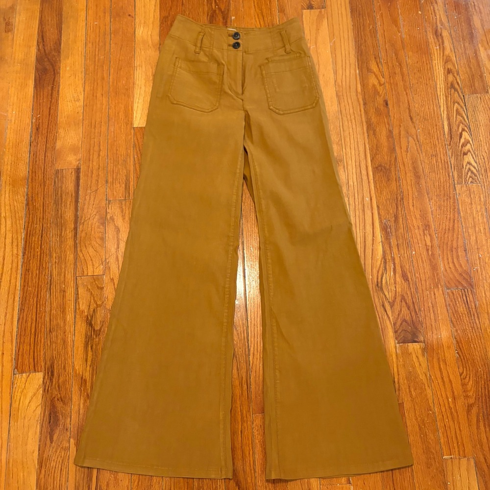 Maeve Women 24 The Junie Jean Ochre Wide Leg High Rise Pants Bronze Mustard